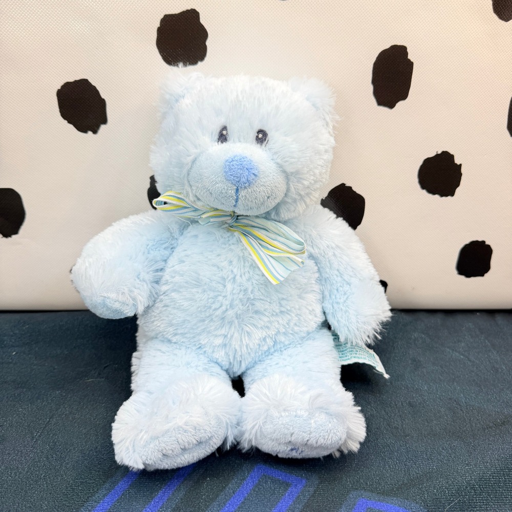 Russ Berrie My First Teddy Baby Boy Light Blue Plush Stuffed Animal Bow